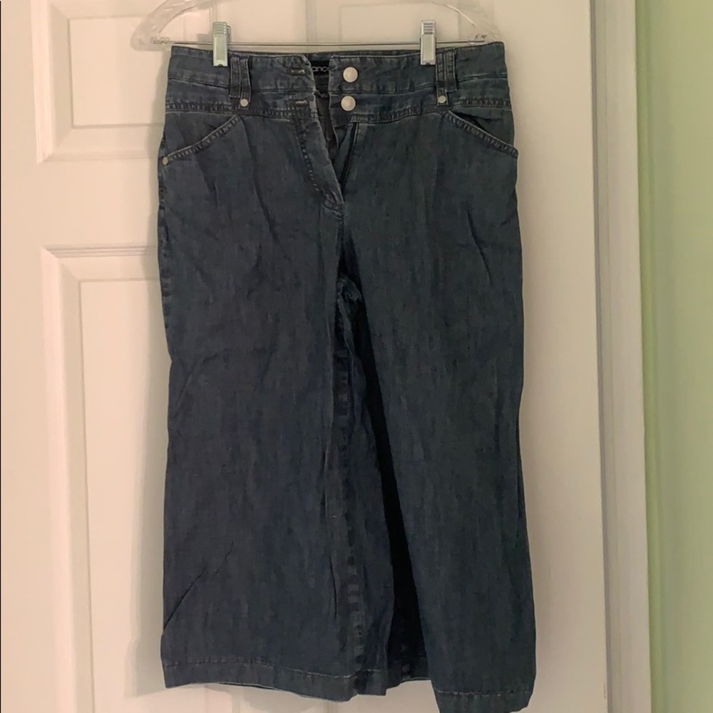 Wide leg denim capris